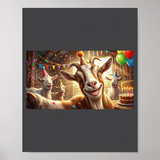 Funny Goat Selfie Birthday Party Cute Farm Animal  Poster (Front)