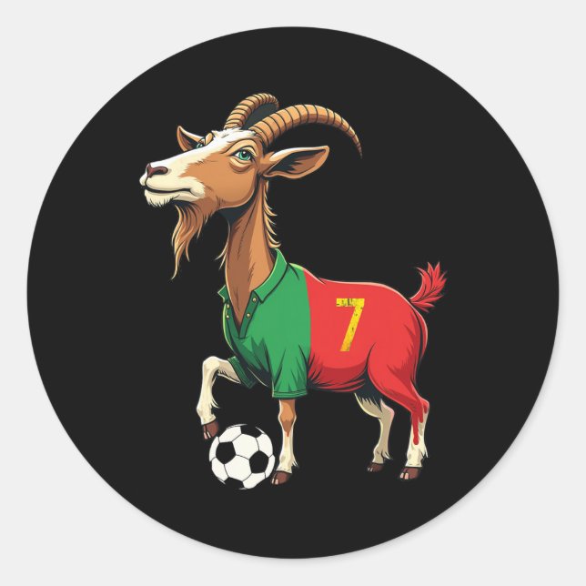 Funny Goat Soccer Football Graphic Men Women Kids  Classic Round Sticker (Front)