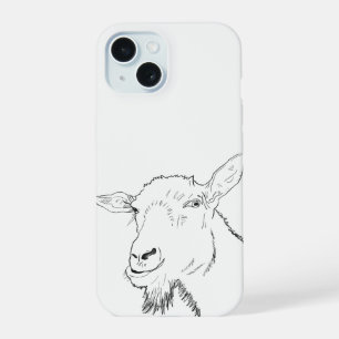 Funny Goat Stylish Line Drawing Animal Art Design iPhone 15 Case