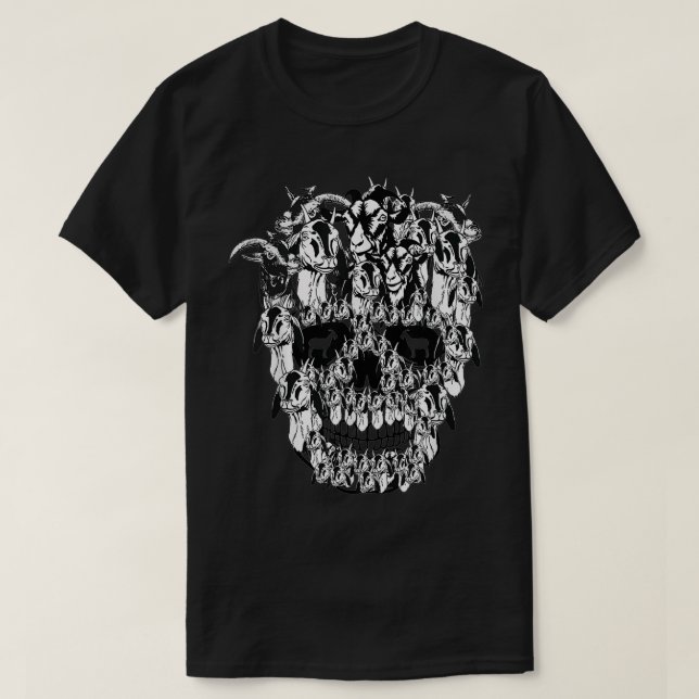 Funny Goat Sugar Skull Cat Lover Owner Halloween C T-Shirt (Design Front)