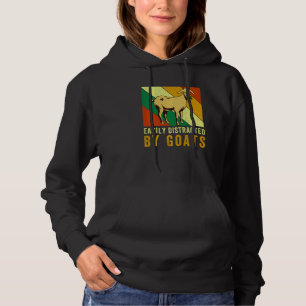 Funny Goat Vintage Retro Easily Distracted By Goat Hoodie