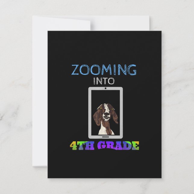 Funny Goat Virtual 4th Grader Back To School 2020 Invitation (Front)