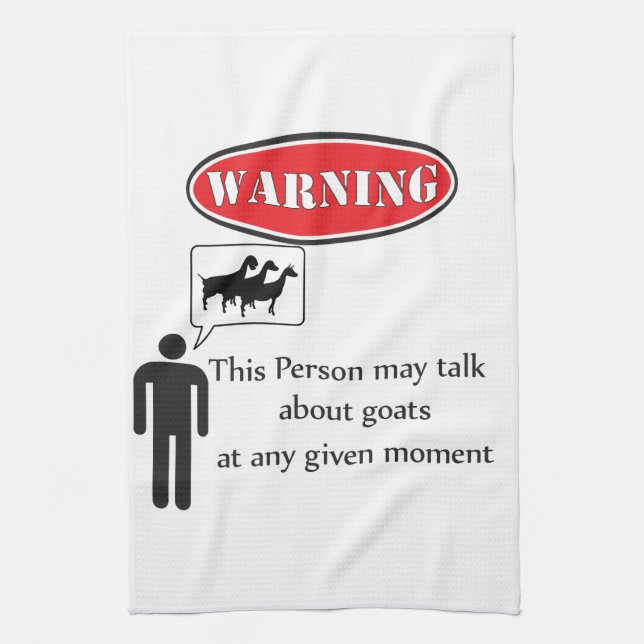 Funny Goat Warning Tea Towel (Vertical)