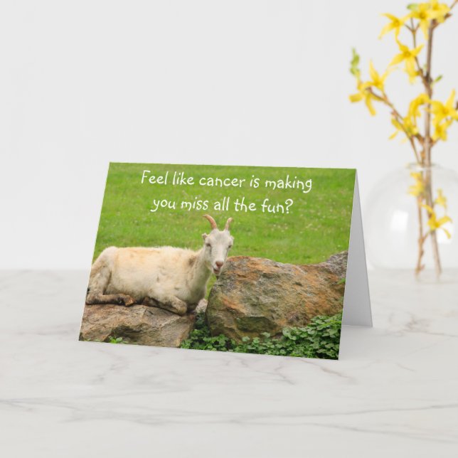 Funny Goats Cancer Support Card (Yellow Flower)