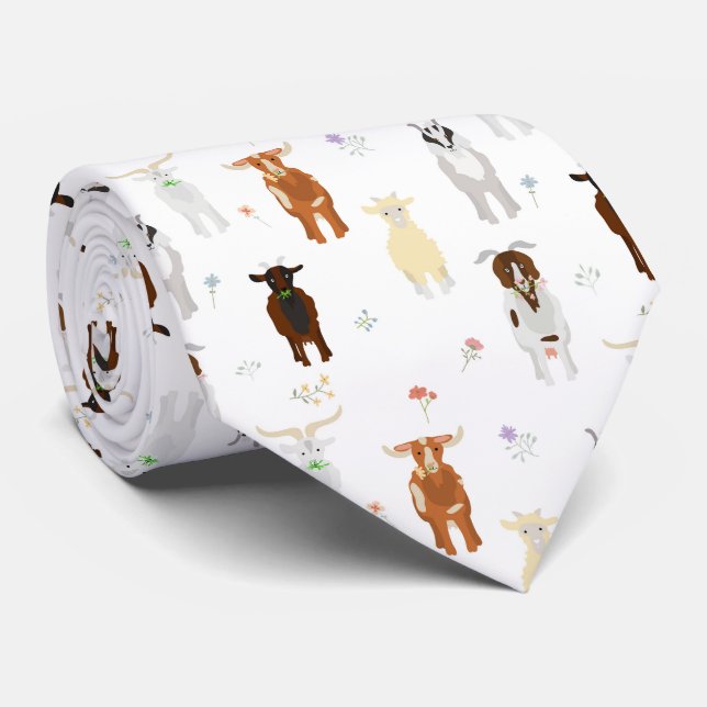 Funny Goats Farm Animals Tie (Rolled)
