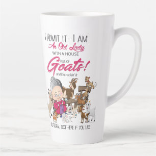 Funny Goats- Old Lady House Full of Goats Latte Mug
