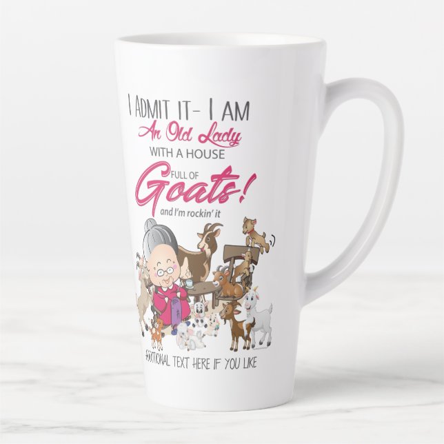 Funny Goats- Old Lady House Full of Goats Latte Mug (Right)
