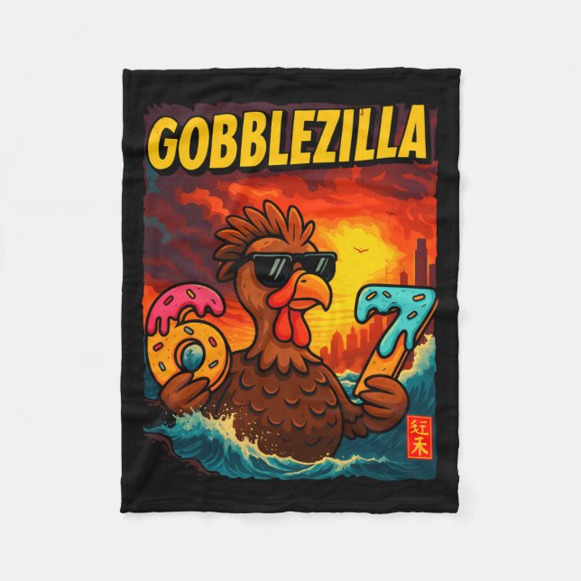 Funny Gobblezilla Meme Thanksgiving And 6-7 Christ Fleece Blanket (Front)