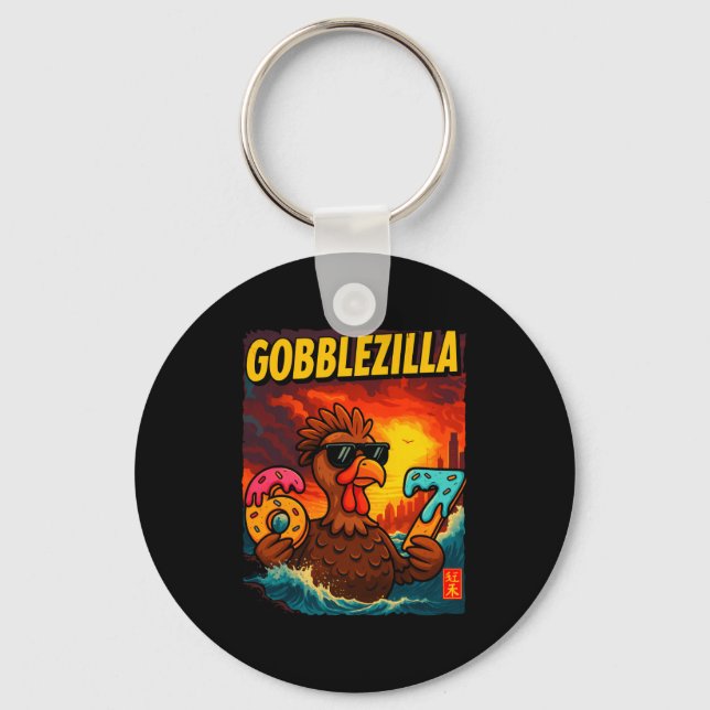 Funny Gobblezilla Meme Thanksgiving And 6-7 Christ Key Ring (Front)