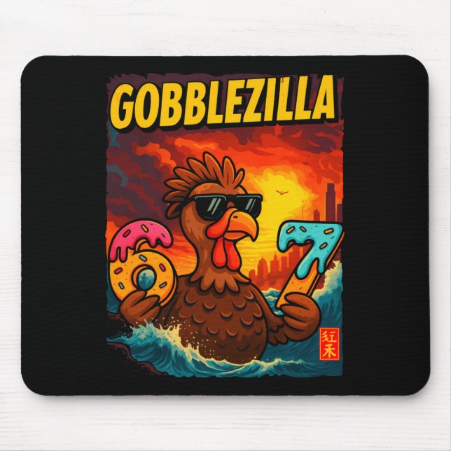 Funny Gobblezilla Meme Thanksgiving And 6-7 Christ Mouse Mat (Front)