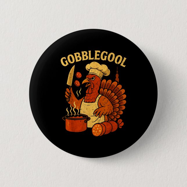 Funny Gobbol Italian Gobble Turkey Day Fall Thanks 6 Cm Round Badge (Front)