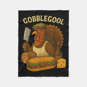 Funny Gobbol Turkey Baker Thanksgiving  Fleece Blanket