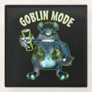 Funny Goblin Mode Lazy Troll Slobbin Antisocial T Glass Coaster