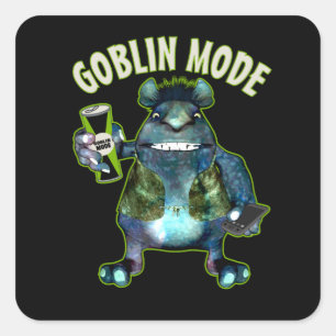 Funny Goblin Mode Lazy Troll Slobbin Antisocial T Square Sticker