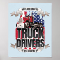 Funny God Created Truck Drivers American Flag
