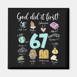 Funny God Did It First 67 Meme Jesus Christian Bib Magnet