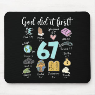 Funny God Did It First 67 Meme Jesus Christian Bib Mouse Mat