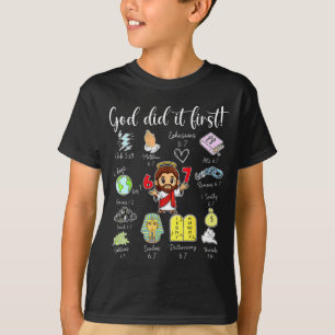Funny God Did It First 67 Meme Jesus Christian Bib T-Shirt