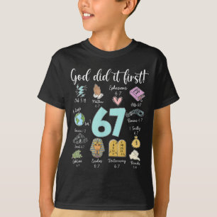 Funny God Did It First 67 Meme Jesus Christian Bib T-Shirt