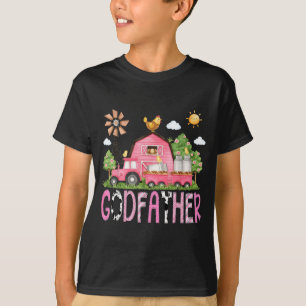Funny Godfather Birthday Girl Pink Farm T-Shirt