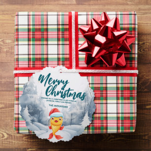 Funny Gold fish Merry Xmas tree snow Holiday party Decoration Card