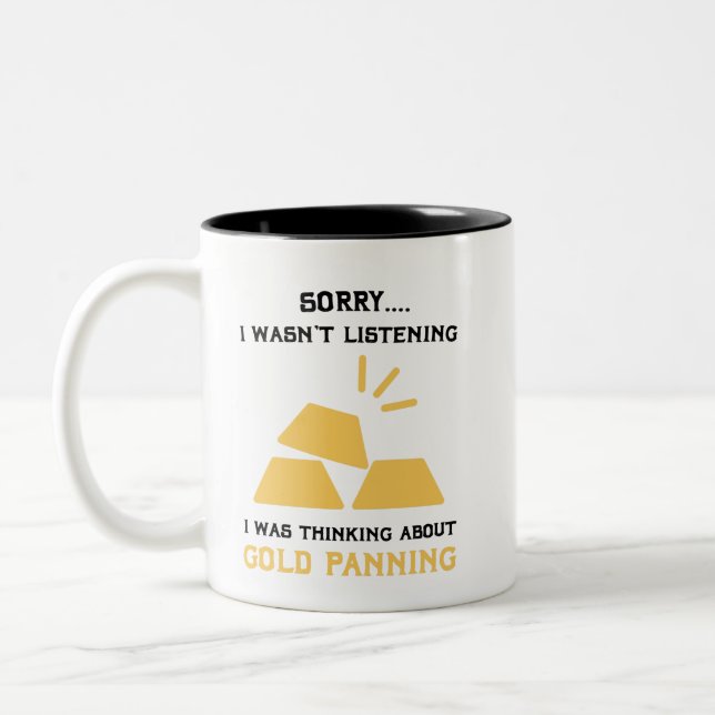 Funny Gold Miner Mining Digger presents Two-Tone Coffee Mug (Left)