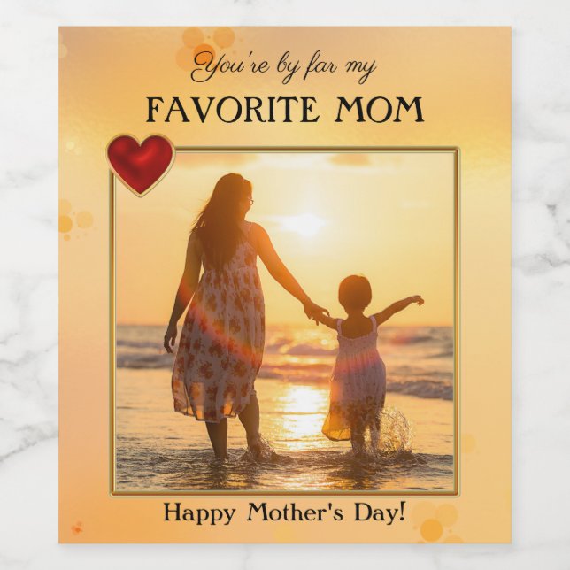 Funny Gold Photo Mother's Day Wine Label (Single Label)