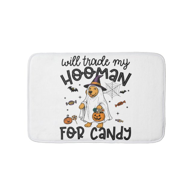 Funny Golden Dog Halloween Ghost Spooky Bath Mat (Front)