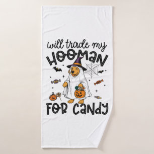 Funny Golden Dog Halloween Ghost Spooky Bath Towel