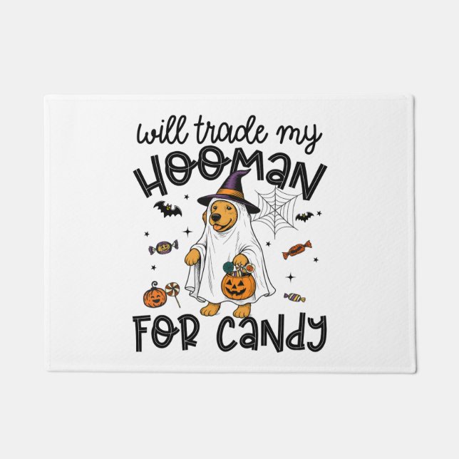 Funny Golden Dog Halloween Ghost Spooky Doormat (Front)