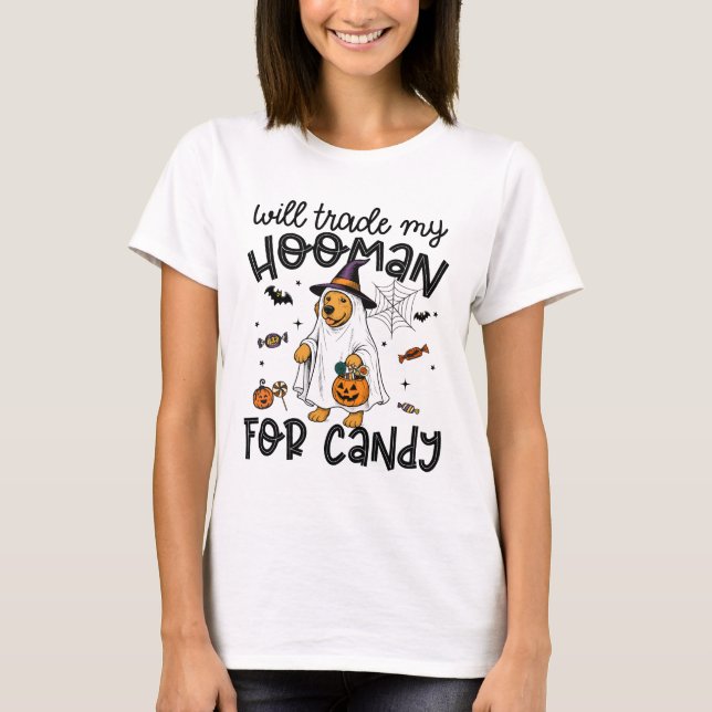 Funny Golden Dog Halloween Ghost Spooky T-Shirt (Front)