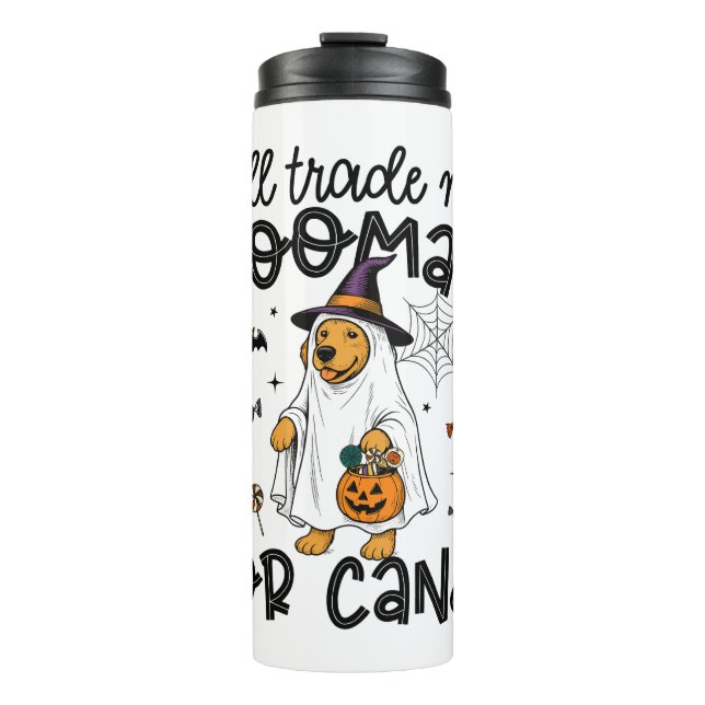 Funny Golden Dog Halloween Ghost Spooky Thermal Tumbler (Front)