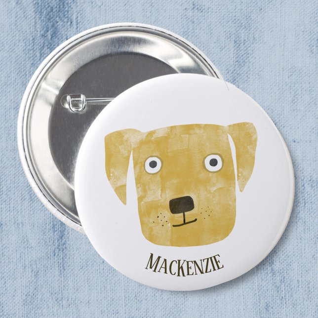 Funny Golden Labrador Retriever Dog Custom Name 3 Cm Round Badge (Golden labrador retriever personalized button)