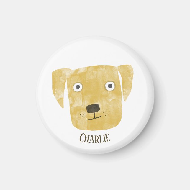 Funny Golden Labrador Retriever Dog Custom Name Magnet (Front)