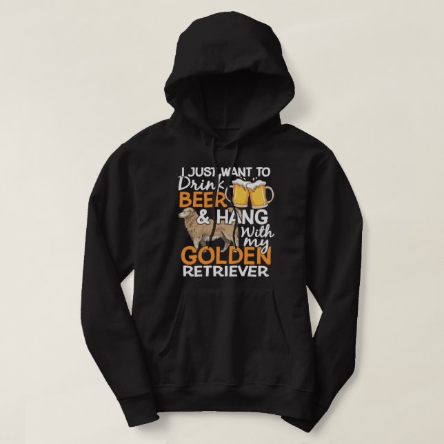 Funny Golden Retriever Beer Golden Retriever Owner Hoodie (Design Front)