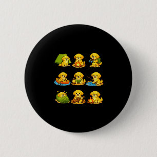 Funny golden retriever camping cute dog hiking 6 cm round badge
