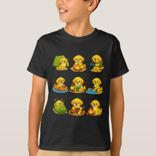 Funny golden retriever camping cute dog hiking T-Shirt