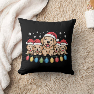 Funny Golden Retriever Christmas Puppy Dog  Cushion