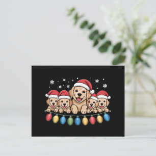 Funny Golden Retriever Christmas Puppy Dog  Holiday Postcard
