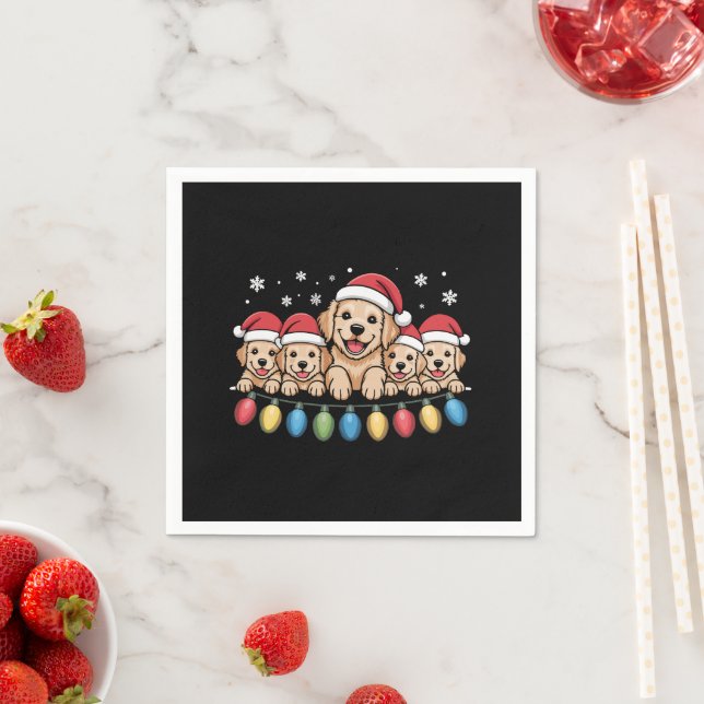 Funny Golden Retriever Christmas Puppy Dog  Napkin (Insitu)