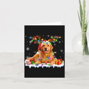 Funny Golden Retriever Christmas Santa Hat Reindee Card