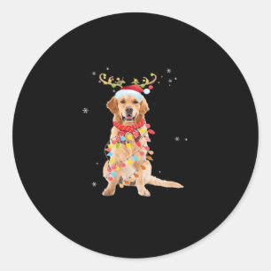 Funny Golden Retriever Christmas Tree Santa Reinde Classic Round Sticker