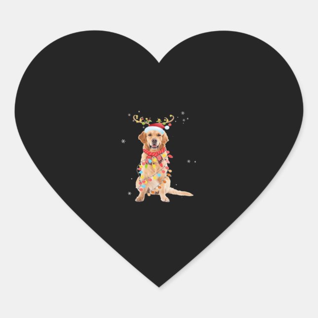 Funny Golden Retriever Christmas Tree Santa Reinde Heart Sticker (Front)