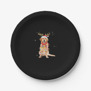 Funny Golden Retriever Christmas Tree Santa Reinde Paper Plate
