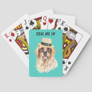 Funny Golden Retriever Deal Me In Playing Cards