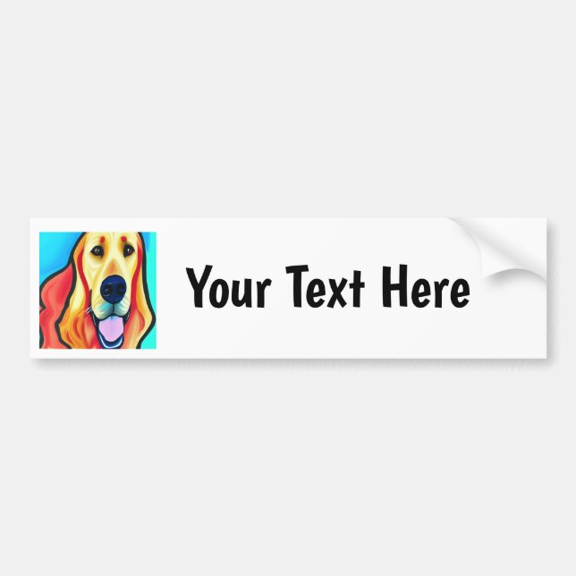 Funny Golden Retriever Dog Abstract Art Bumper Sticker (Front)