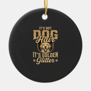 Funny Golden Retriever Dog Hair Glitter Ceramic Tree Decoration