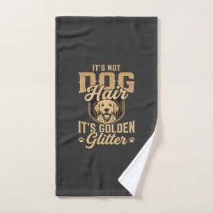 Funny Golden Retriever Dog Hair Glitter Hand Towel