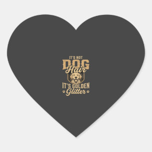 Funny Golden Retriever Dog Hair Glitter Heart Sticker