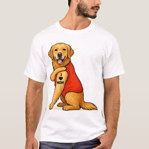Funny golden retriever Dog I Love Mom Tattoo Lover T-Shirt